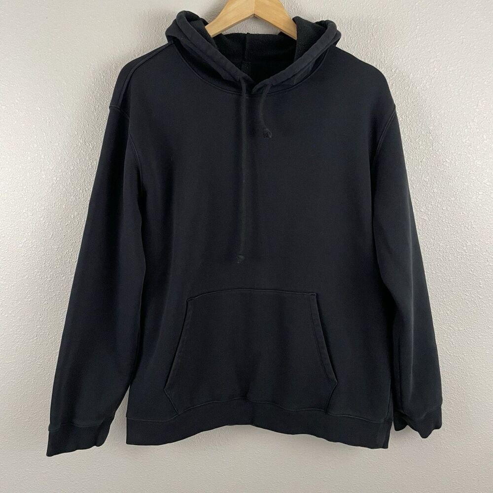 Skims Womens L Black Cotton Blend Lounge Relaxed Fit Hooded Sweatshirt